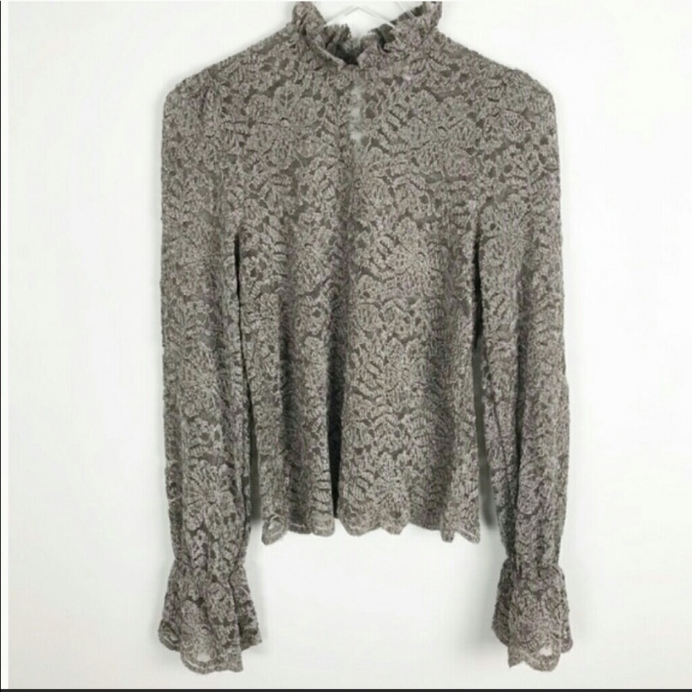 Eri + Ali Anthro brushed lace top NWT XS